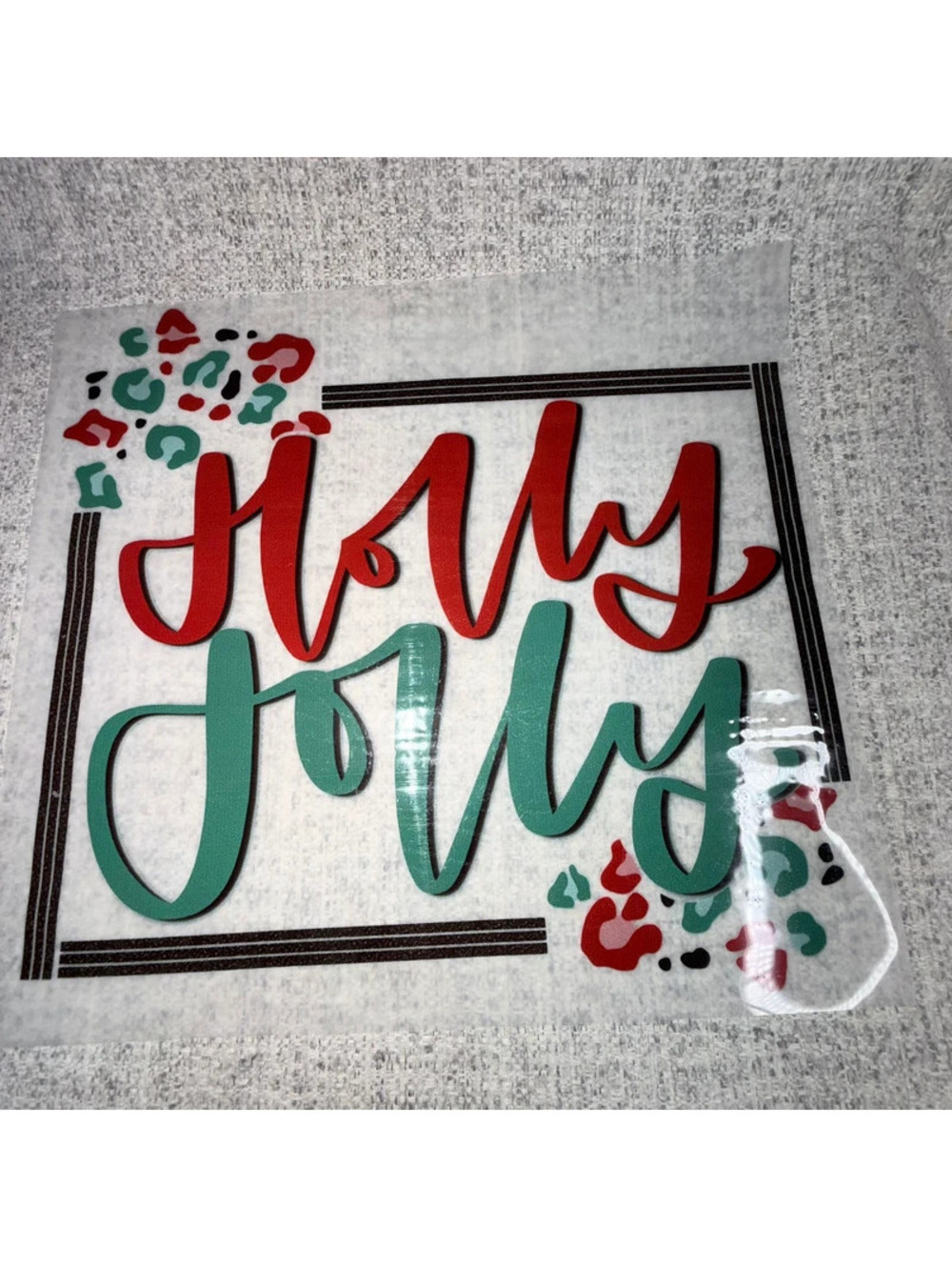 New Holly Jolly Christmas Leopard Print DTF Transfer Red Green Holiday T-Shirt